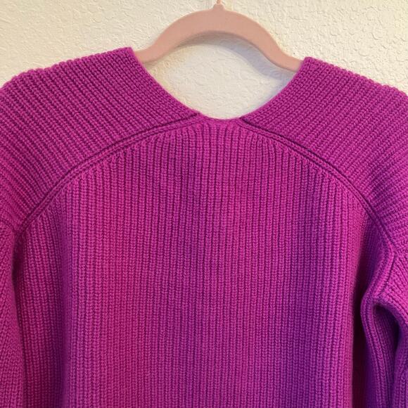 A.L.C. Melanie Sweater Orchid Medium 100% Wool Purple Chunky Knit Cropped Boxy - Picture 10 of 12